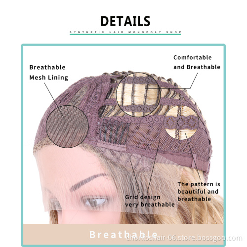 Factory Wholesale 24 Inch Omber Long Straight Natural Wave Heat Resistant Fiber Cosplay Wigs Synthetic Lace Front Wigs